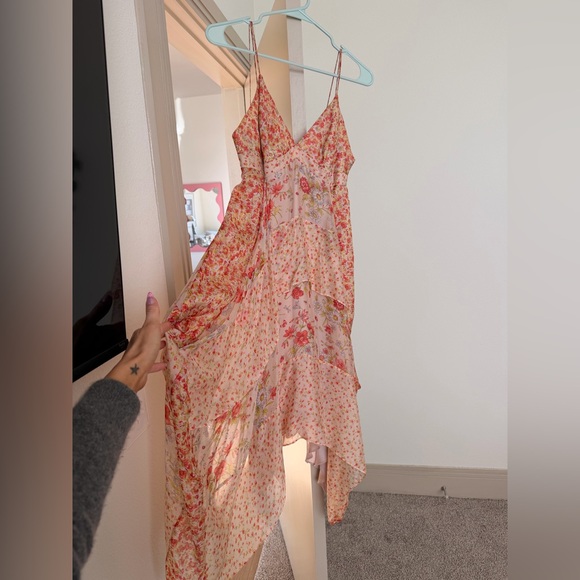 Zara Pink Floral High-Low Slip Dress - Picture 6 of 6